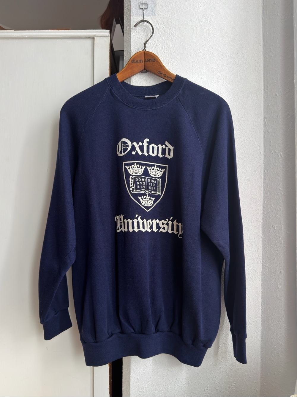 Vintage 70s 80s Oxford University crest raglan sweatshirt made in UK 50/50